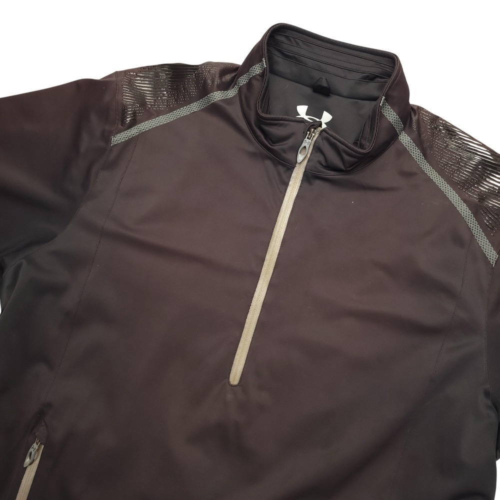 Under Armour Golf Jacket Mens XL Brown 1/4‎ Zip Armour Storm Windbreaker